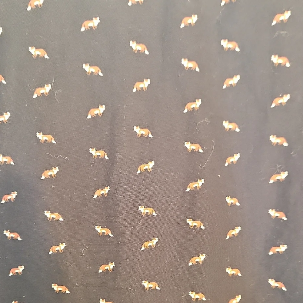Denim & Flower Navy Blue Fox Print Slim Fit Button Down Shirt